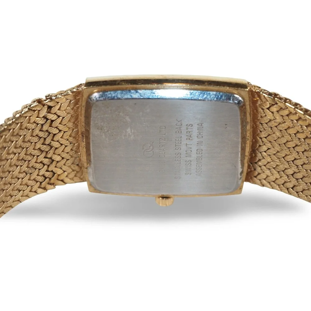 Sergio Valente Classic Quartz Watch Gold Tone Mesh Bracelet Swiss Parts Vintage